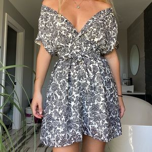 Classy black and white floral dress